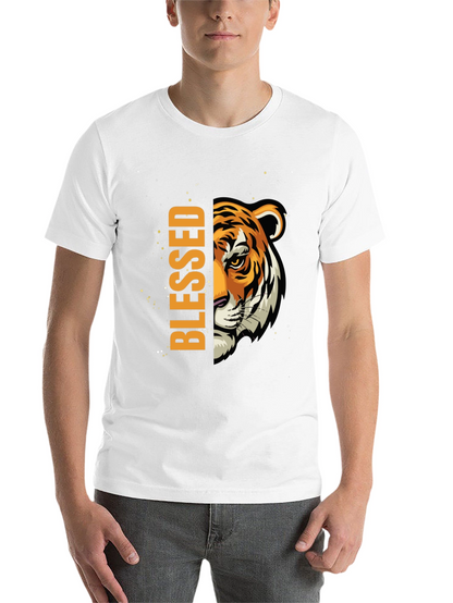 Blessed Tiger Graphic Print Black T-Shirt