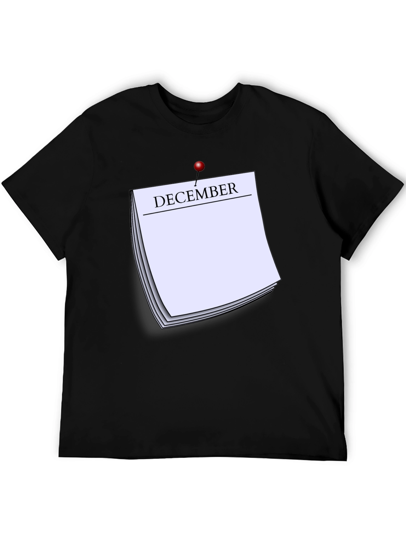 December Calendar T-Shirt - Black Short Sleeve Tee