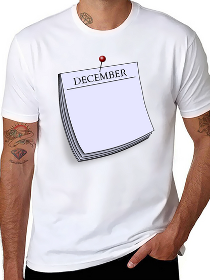 December Calendar T-Shirt - Black Short Sleeve Tee