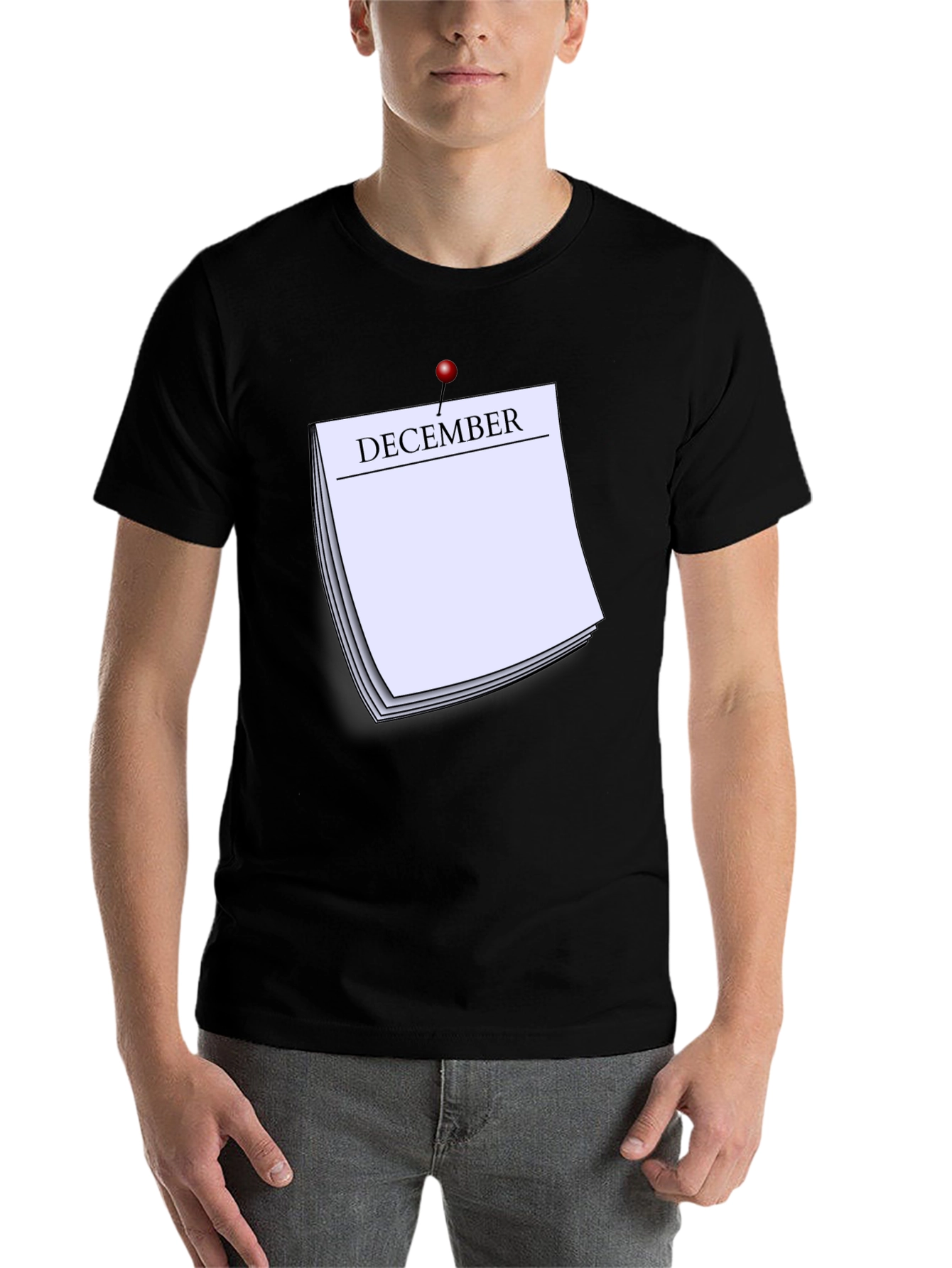 December Calendar T-Shirt - Black Short Sleeve Tee
