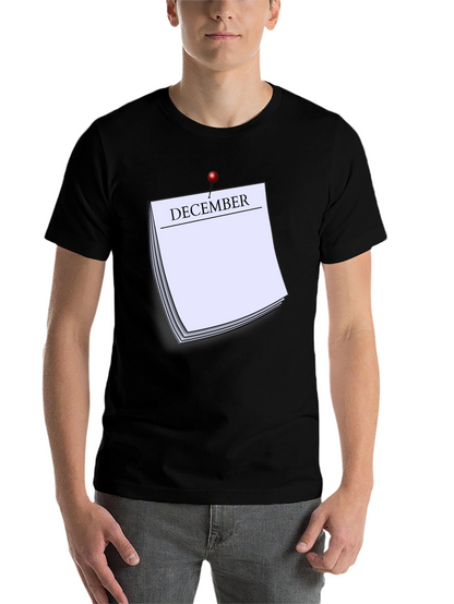 December Calendar T-Shirt - Black Short Sleeve Tee