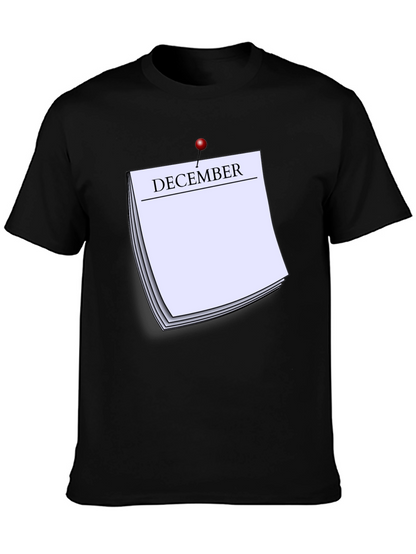 December Calendar T-Shirt - Black Short Sleeve Tee