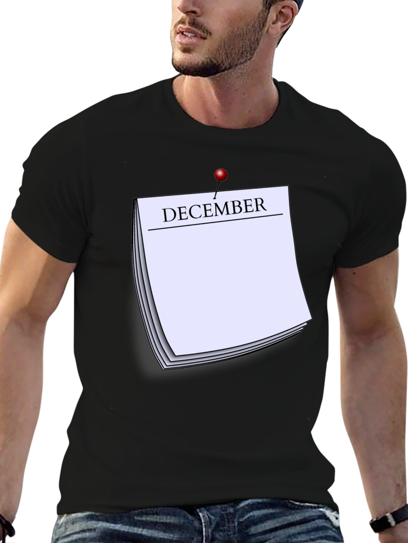 December Calendar T-Shirt - Black Short Sleeve Tee
