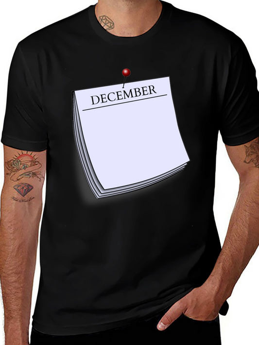 December Calendar T-Shirt - Black Short Sleeve Tee