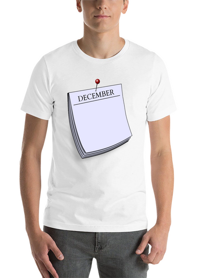 December Calendar T-Shirt - Black Short Sleeve Tee