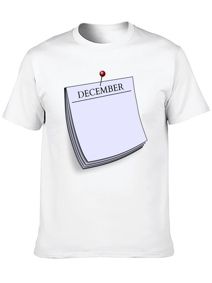 December Calendar T-Shirt - Black Short Sleeve Tee