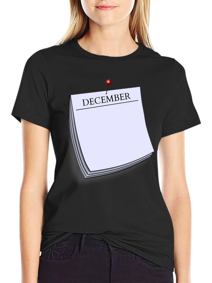 December Calendar T-Shirt - Black Short Sleeve Tee