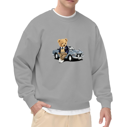 Vintage Gentle Teddy & Classic Retro Car Graphic Crewneck