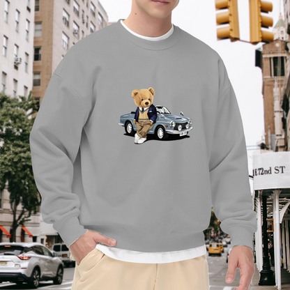 Vintage Gentle Teddy & Classic Retro Car Graphic Crewneck