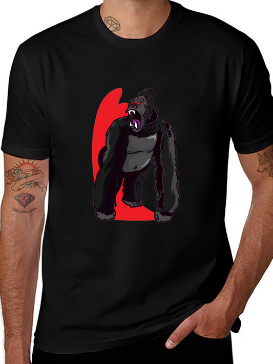 Graphic Gorilla Print Black T-Shirt