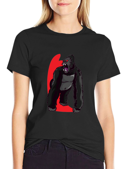 Graphic Gorilla Print Black T-Shirt