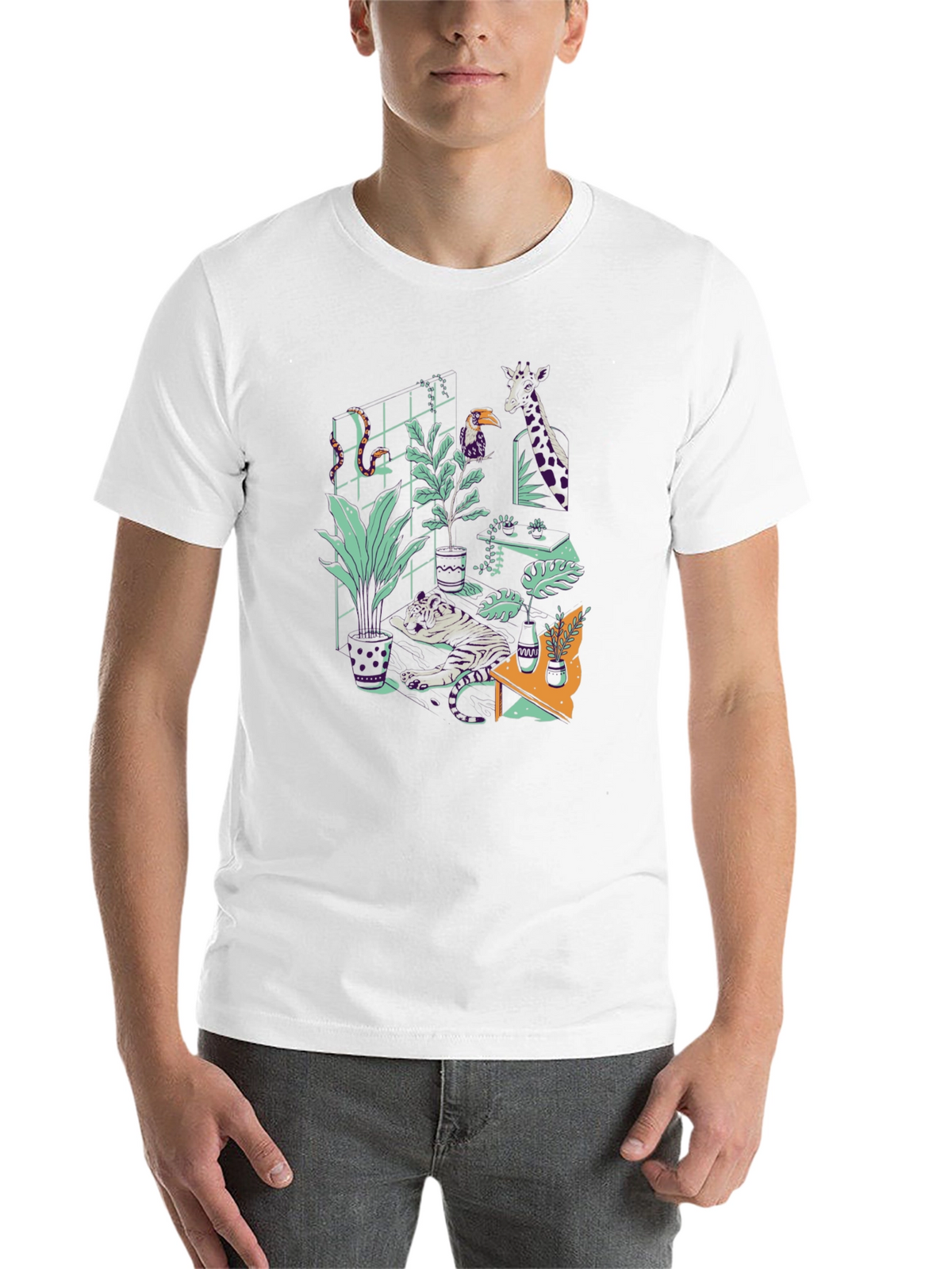 Jungle Animals Graphic Print Black T-Shirt