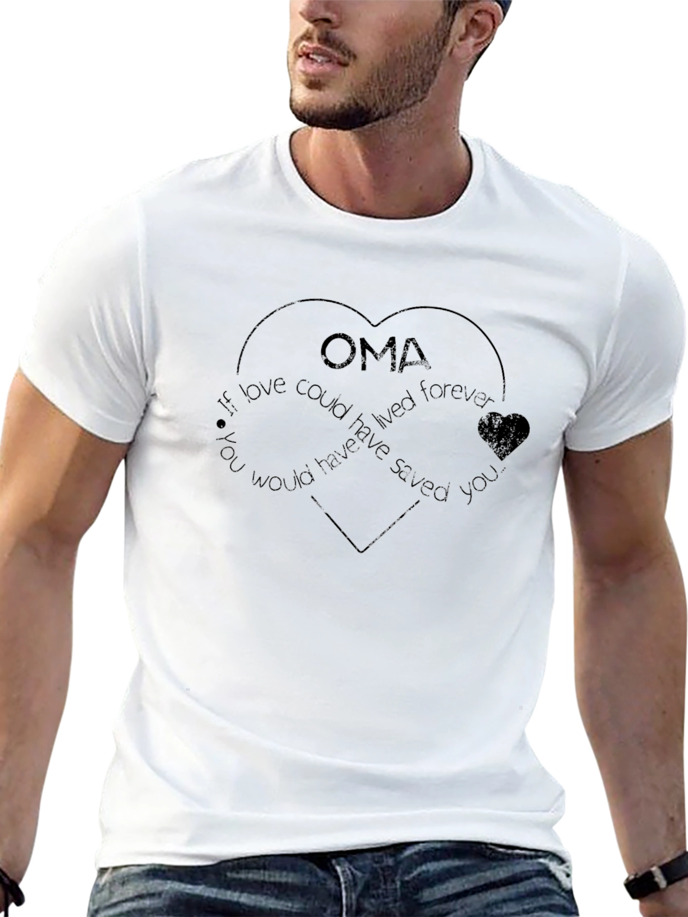 Oma Heart Graphic T-Shirt - Memorial Gift