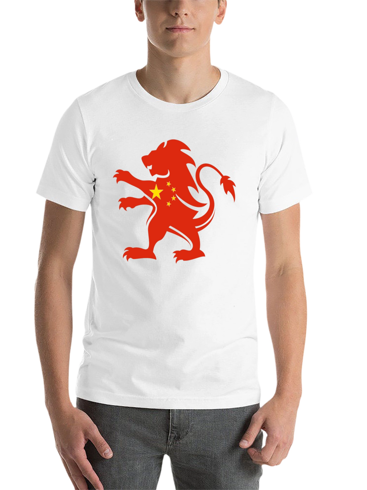China Flag Lion Graphic Black T-Shirt