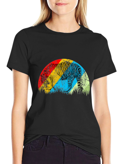 Retro Tiger Graphic Tee - Stylish Mens Black T-Shirt