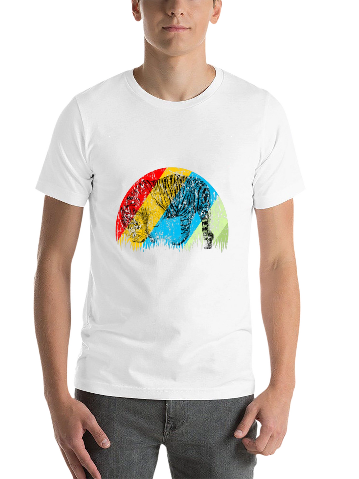 Retro Tiger Graphic Tee - Stylish Mens Black T-Shirt