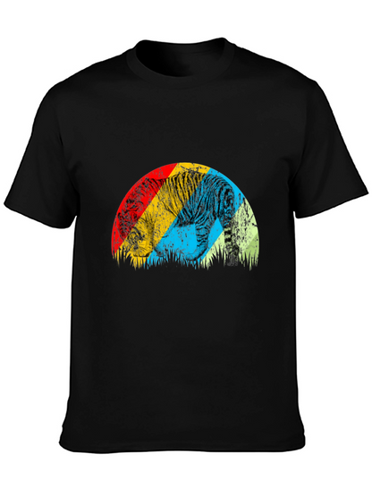 Retro Tiger Graphic Tee - Stylish Mens Black T-Shirt