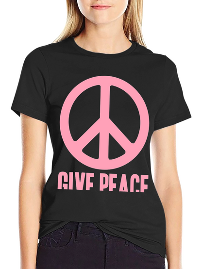 Give Peace Black Graphic T-Shirt