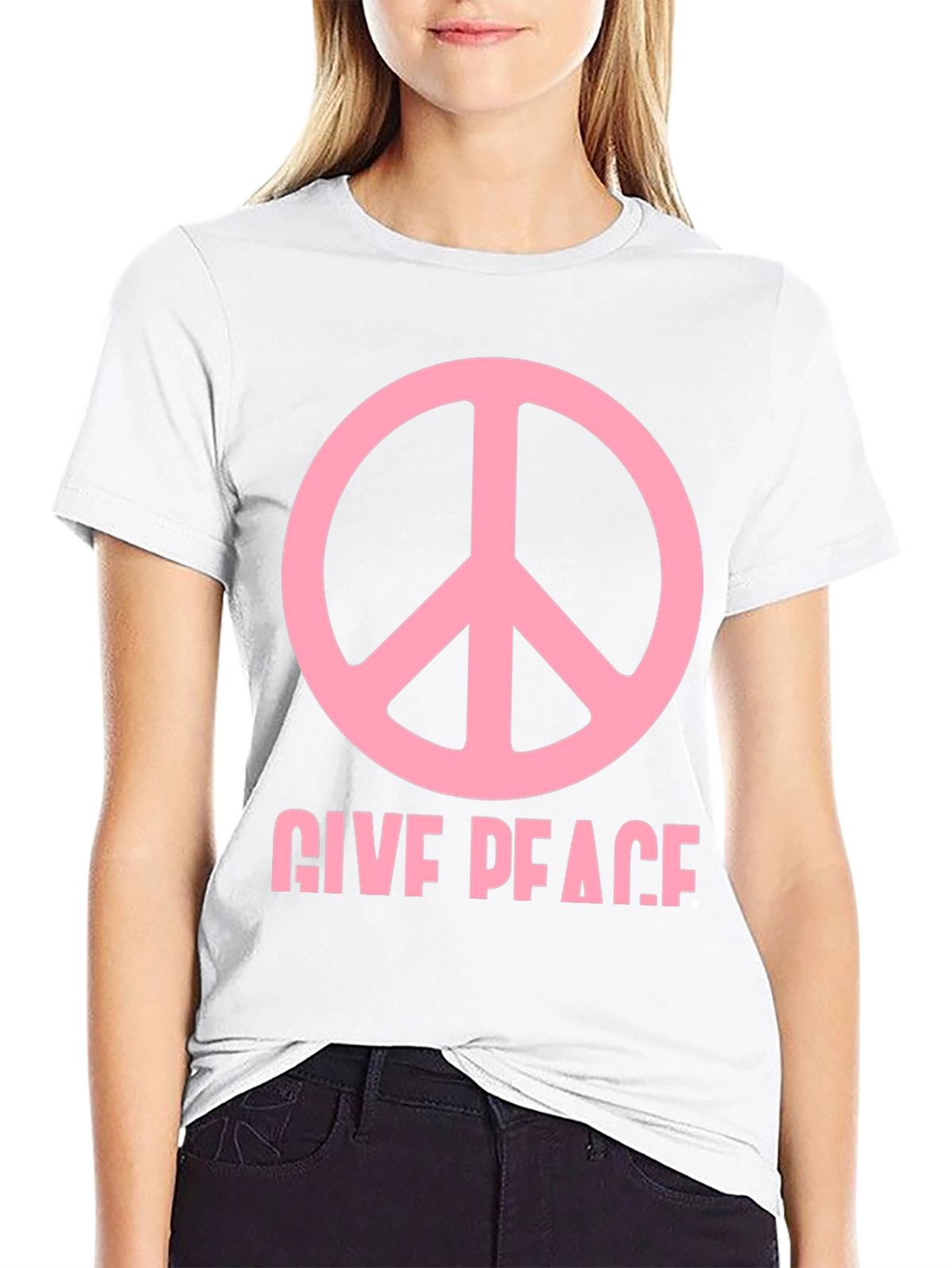 Give Peace Black Graphic T-Shirt