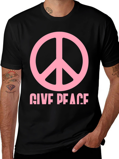 Give Peace Black Graphic T-Shirt