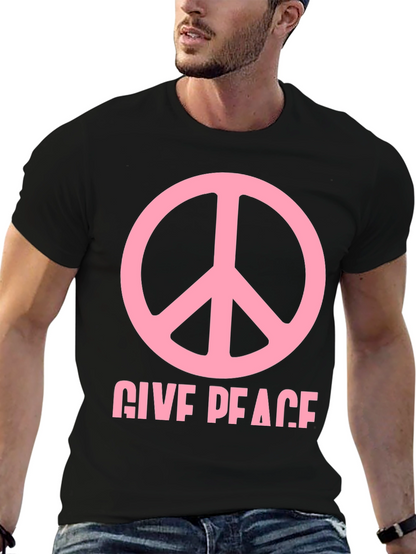 Give Peace Black Graphic T-Shirt