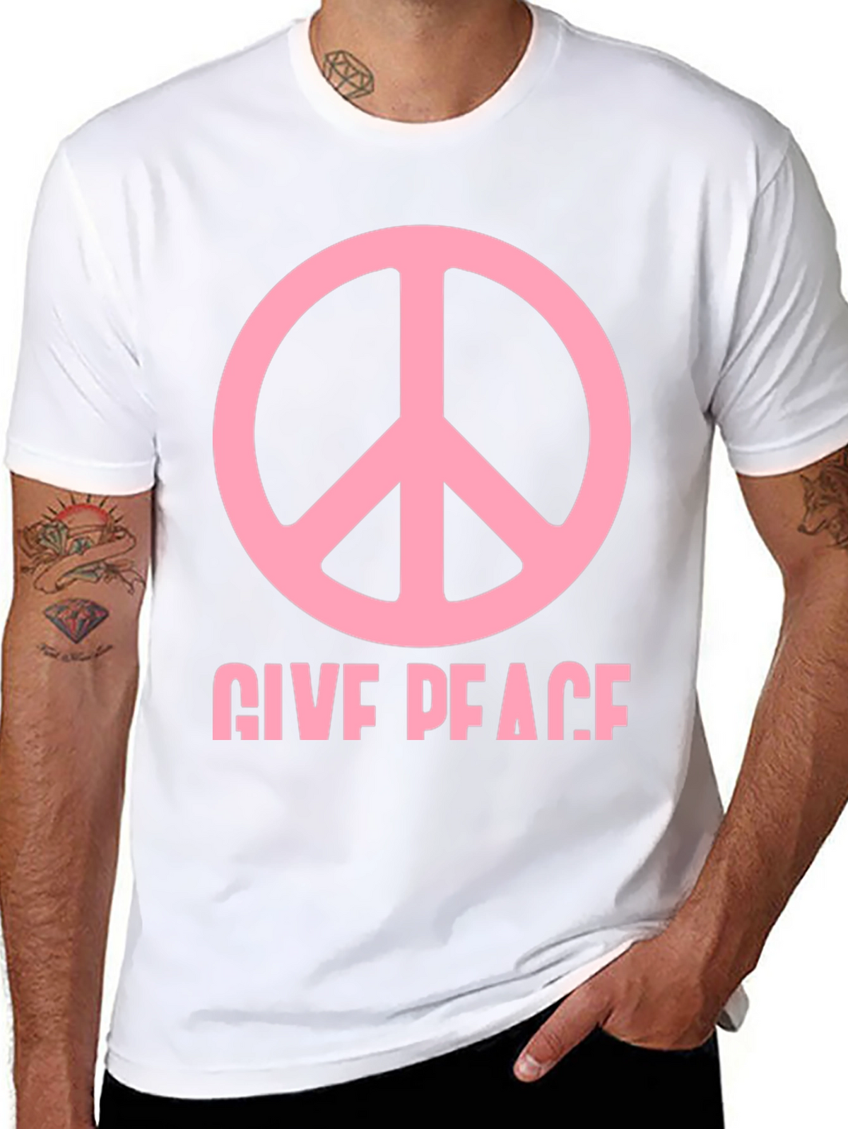 Give Peace Black Graphic T-Shirt