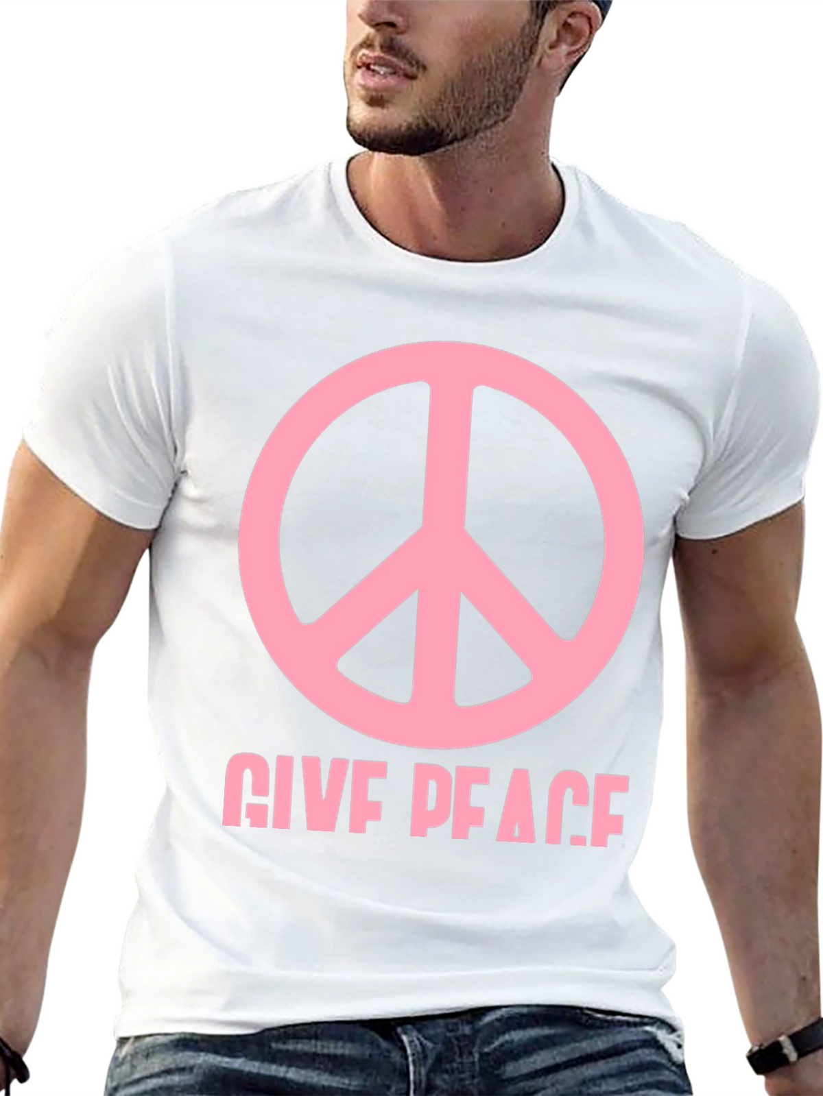Give Peace Black Graphic T-Shirt