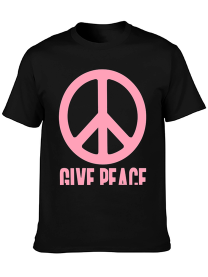 Give Peace Black Graphic T-Shirt