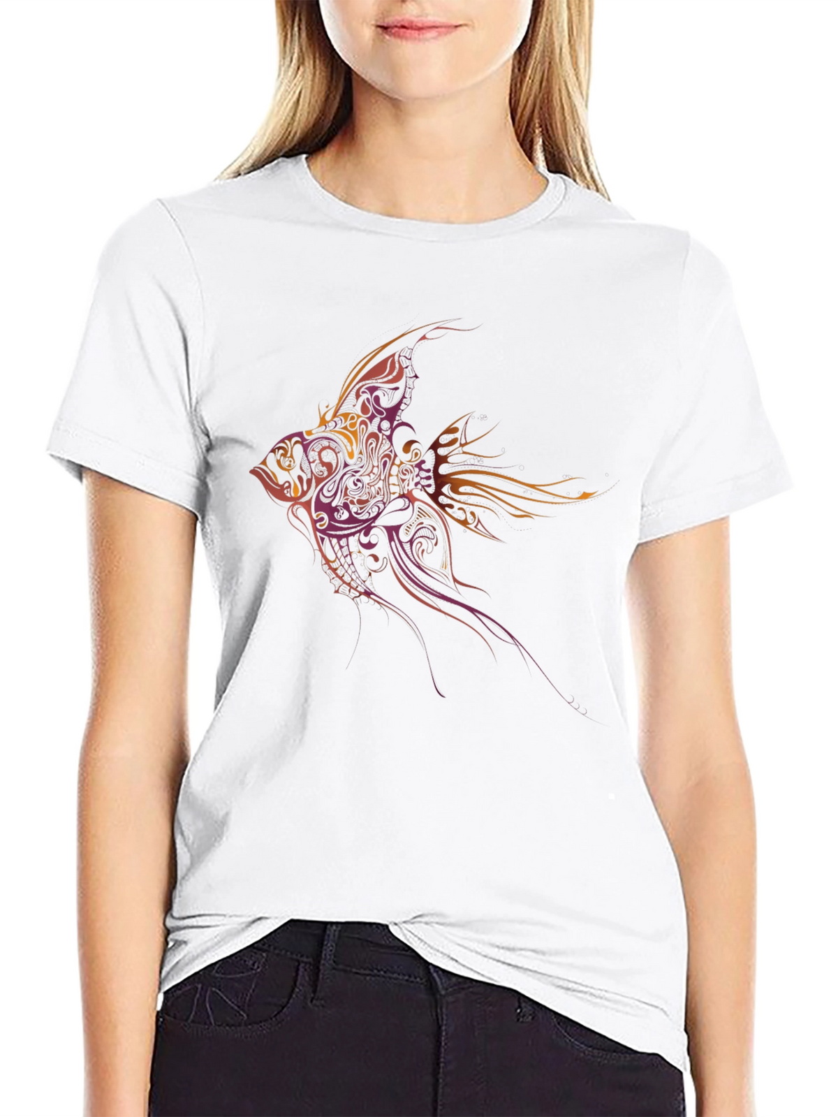 Tribal Fish Graphic Tee - Black