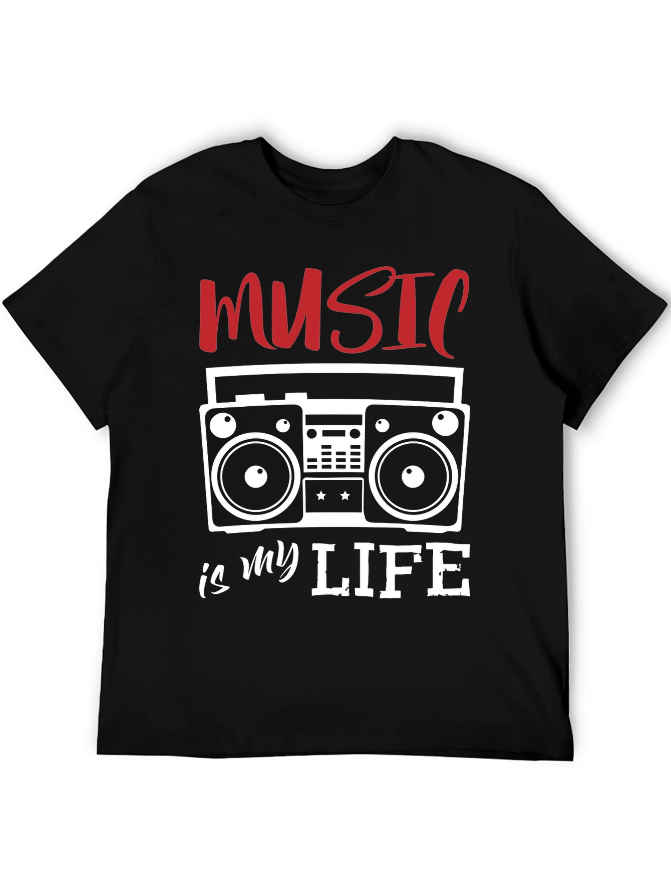 Music is My Life T-Shirt - Retro Boombox Design