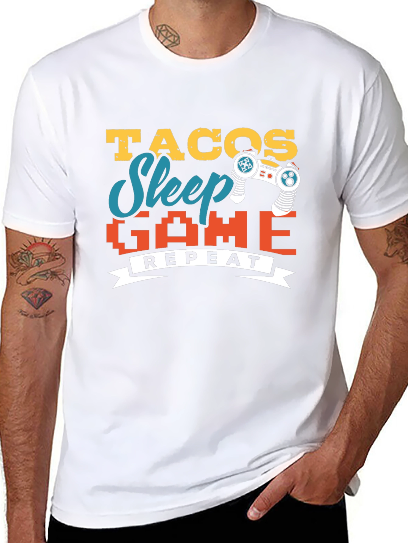 Tacos Sleep Game Repeat Graphic Tee
