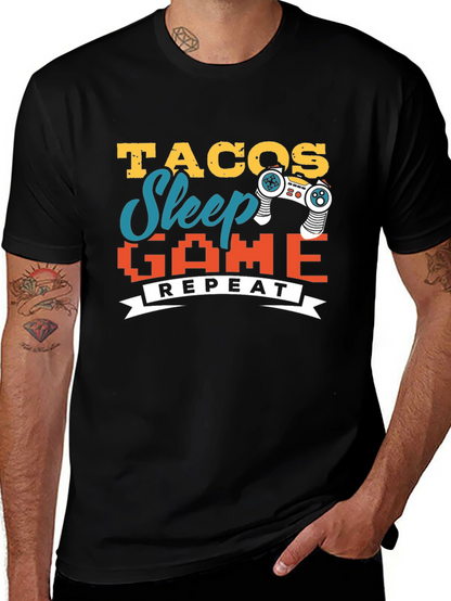 Tacos Sleep Game Repeat Graphic Tee