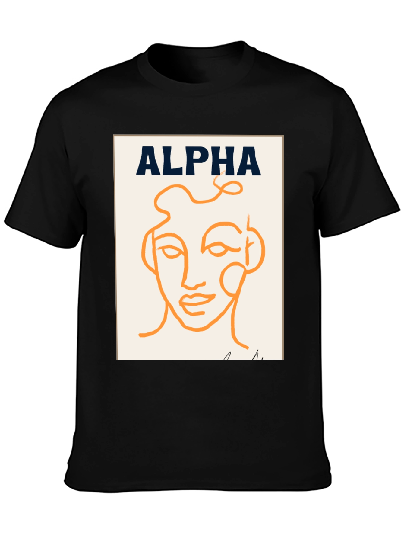 Alpha Abstract Face Graphic Tee - Modern Art T-Shirt
