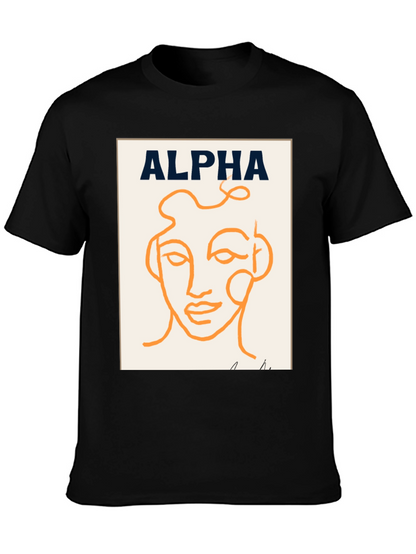 Alpha Abstract Face Graphic Tee - Modern Art T-Shirt