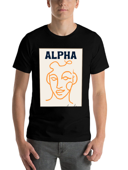 Alpha Abstract Face Graphic Tee - Modern Art T-Shirt