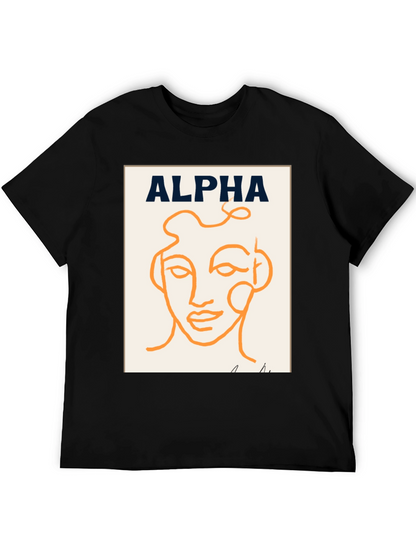 Alpha Abstract Face Graphic Tee - Modern Art T-Shirt
