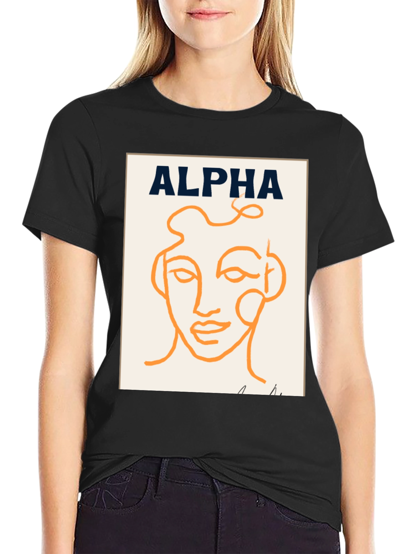 Alpha Abstract Face Graphic Tee - Modern Art T-Shirt