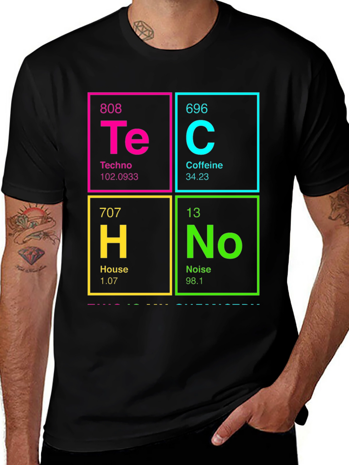 Periodic Table Techno Caffeine House Noise T-Shirt