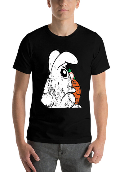 Funny Easter Bunny Carrot Graphic Tee - Black