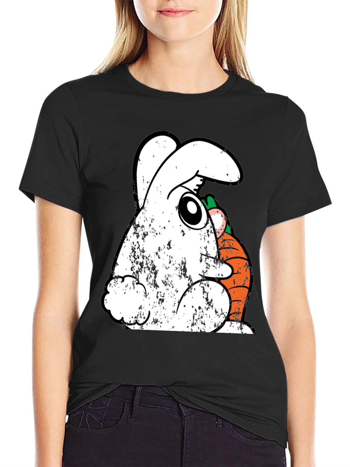 Funny Easter Bunny Carrot Graphic Tee - Black