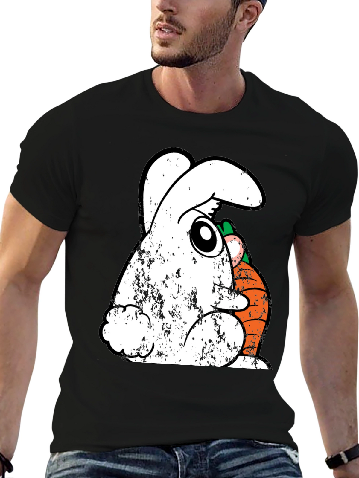 Funny Easter Bunny Carrot Graphic Tee - Black