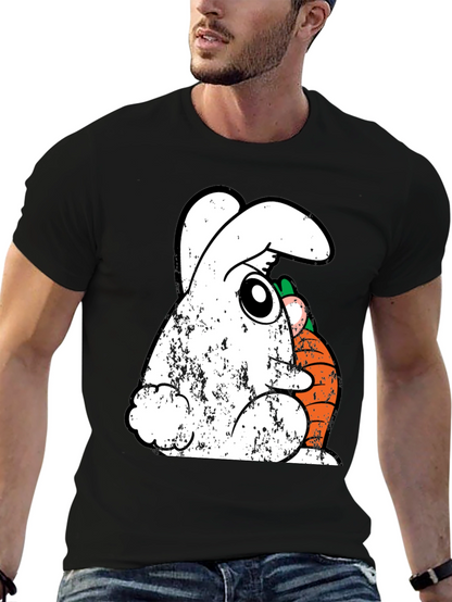Funny Easter Bunny Carrot Graphic Tee - Black