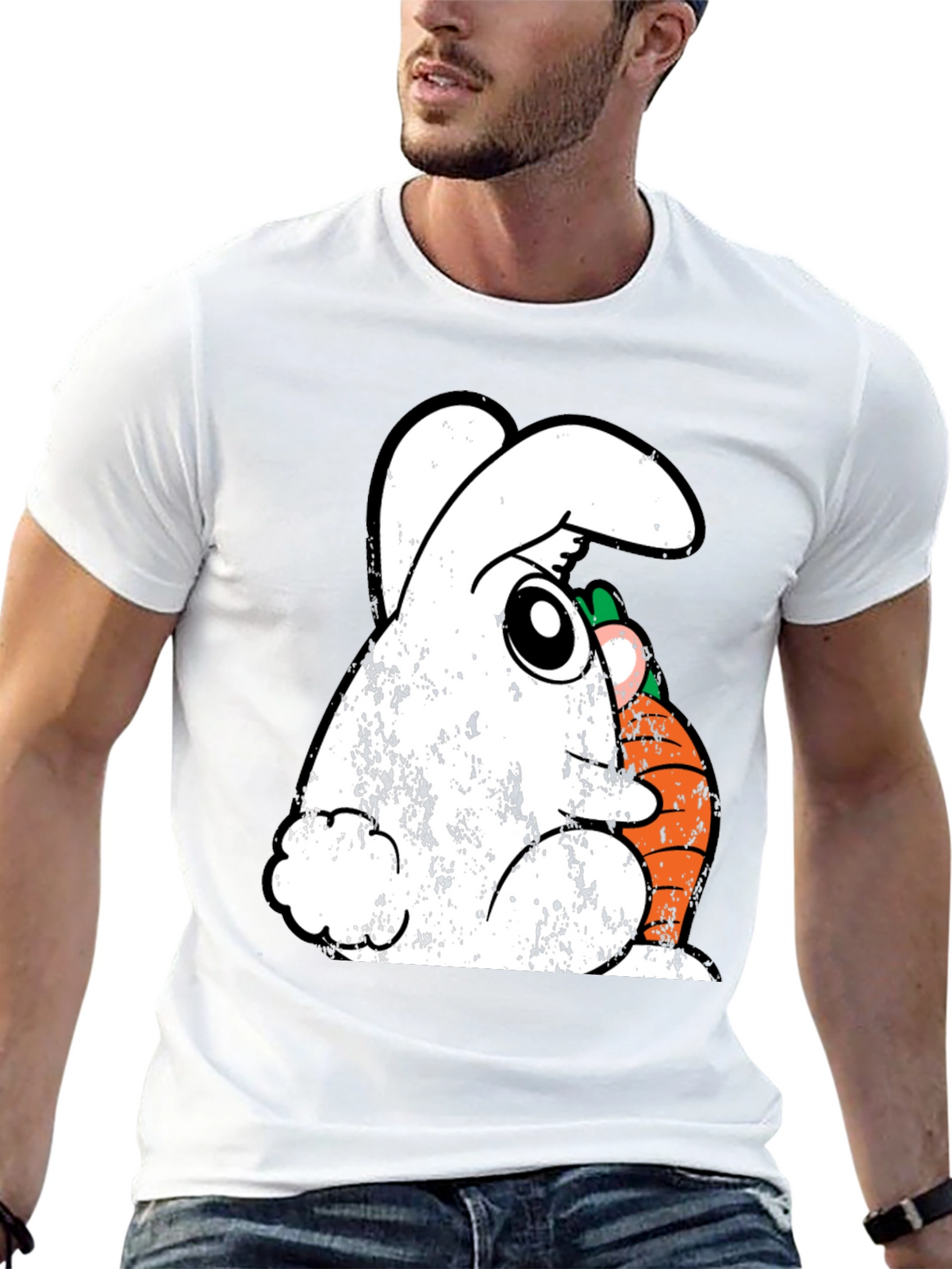 Funny Easter Bunny Carrot Graphic Tee - Black