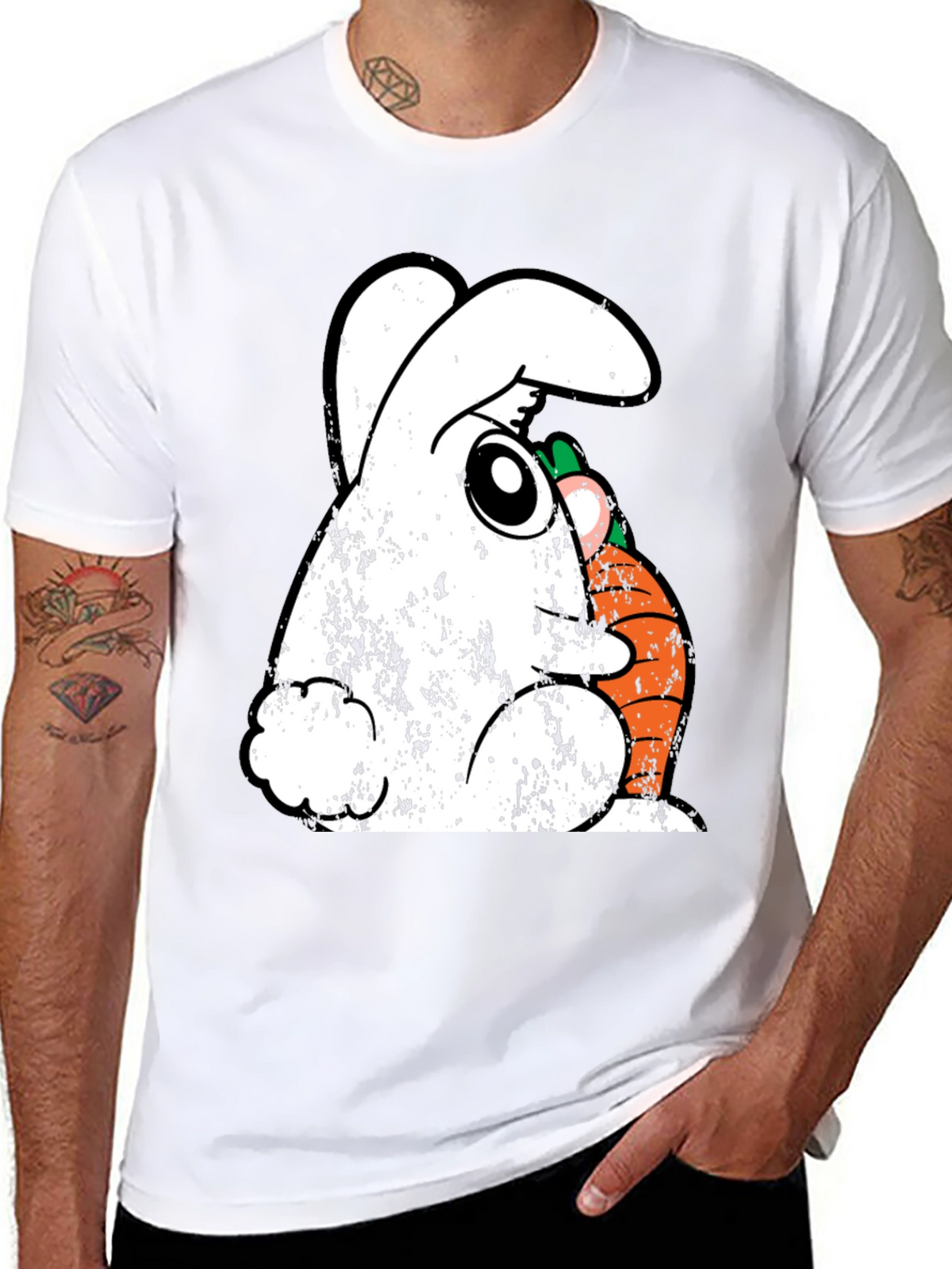 Funny Easter Bunny Carrot Graphic Tee - Black