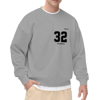 Retro 32 Houston Los Angeles Number Print White Crew Sweatshirt