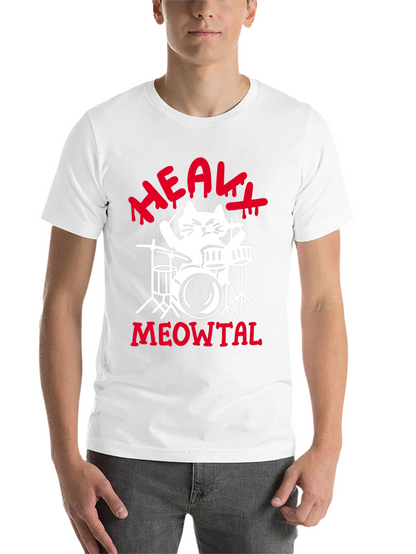 Heavy Meowtal Cat Drummer Black Graphic Tee
