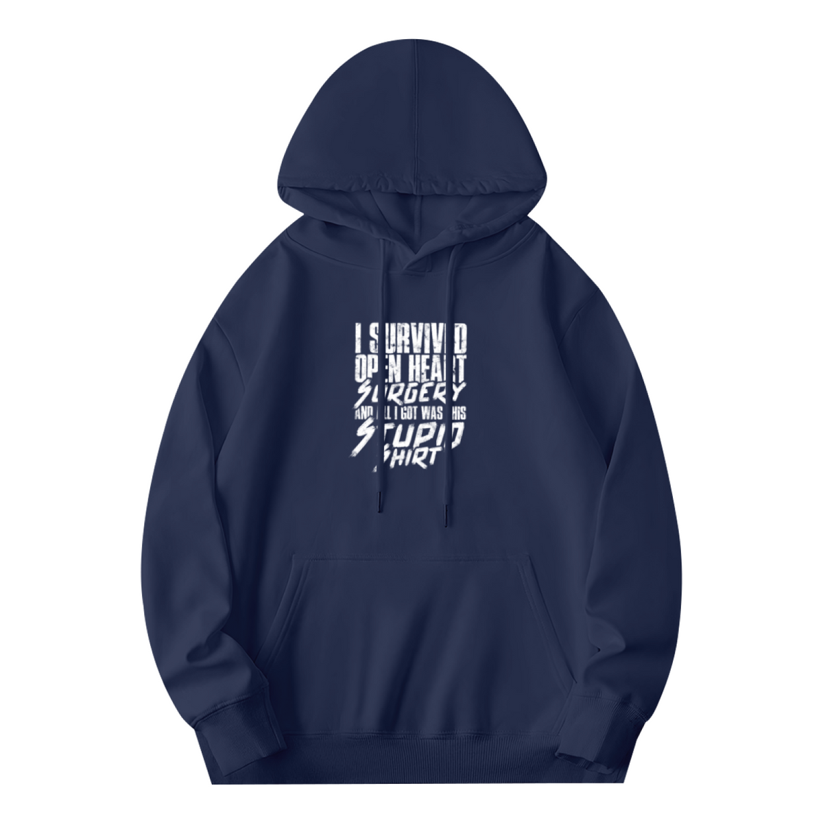 I Survived Open Heart Surgery Navy Hoodie, Survivor Comfort Graphic Pullover