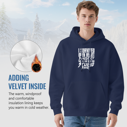 I Survived Open Heart Surgery Navy Hoodie, Survivor Comfort Graphic Pullover