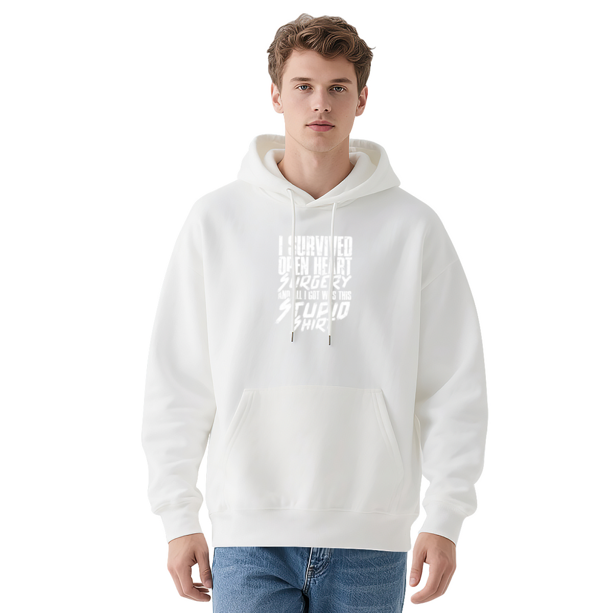 I Survived Open Heart Surgery Navy Hoodie, Survivor Comfort Graphic Pullover