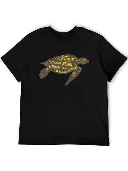 Peace Turtle Graphic Tee - Black Crew Neck T-Shirt